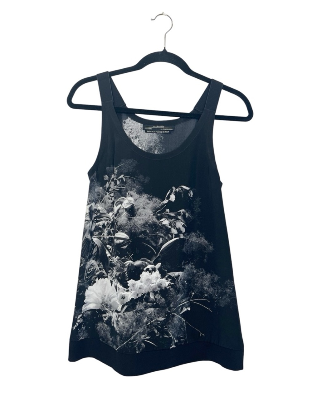 ALLSAINTS 100% Silk Quinta Flora front and back print Tank size US 4